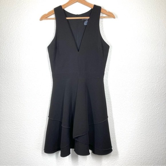 Aqua Dresses & Skirts - Aqua Women's Black Sleeve Less Mini Dress Small Deep V Neck Ruffled Skirt